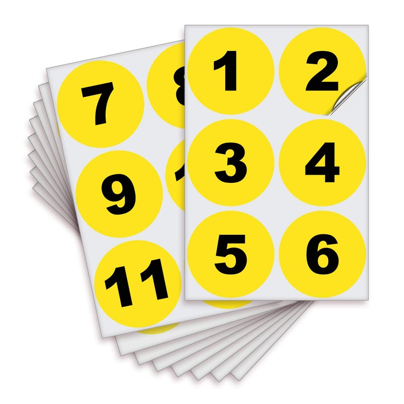 iSYFIX Yellow Consecutive Number Stickers â€“ 1 to 50, 3-inch, 1 Set â€“ Vinyl Self Adhesive Premium Decal, Ideal for Inventory, Storage, Organizing, Boxes, Bins, Toolbox, Lockers & More, Indoor/Outdoor - Image 1